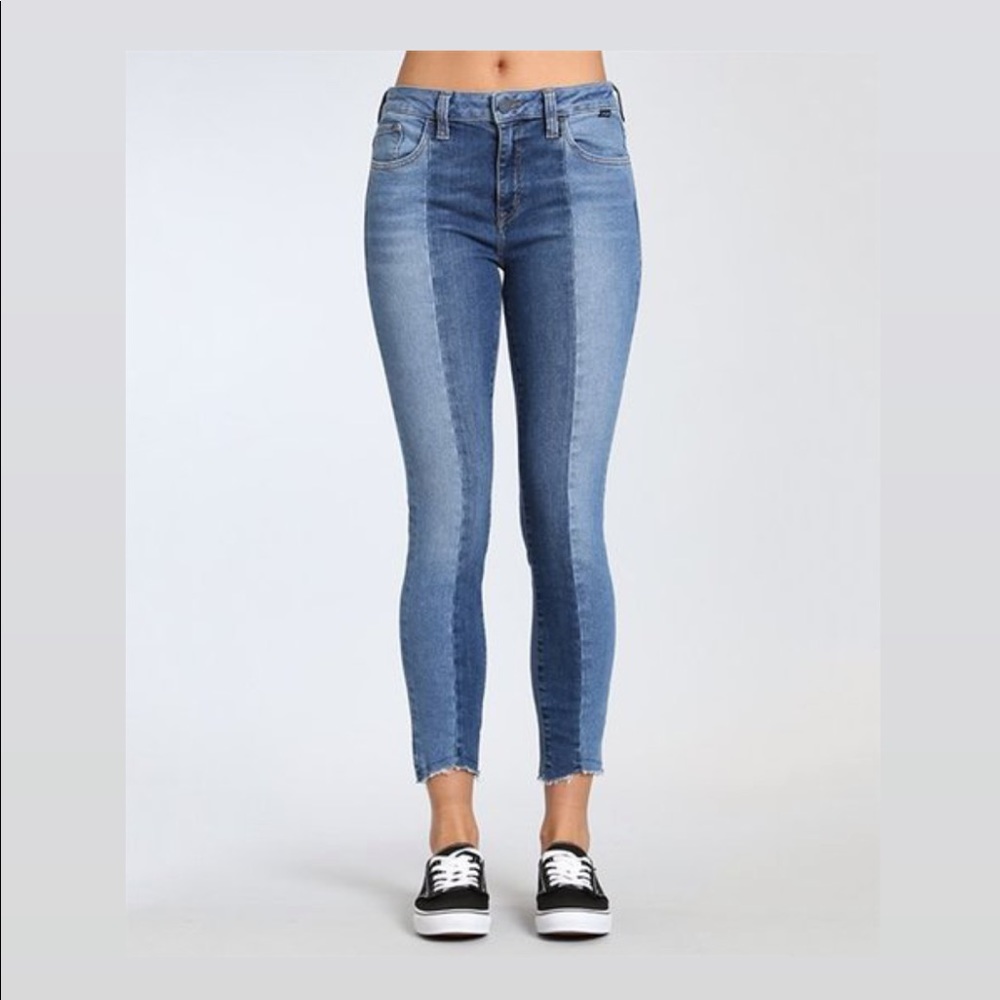 Mavi - Color Block Two-Tone Raw Hem Jeans - DONATING 12/31
